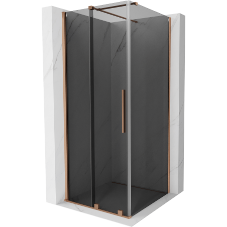 Mexen Velar Dusche Schiebetür 100 x 100 cm, graphit, gebürstetes Kupfer - 871-100-100-41-65