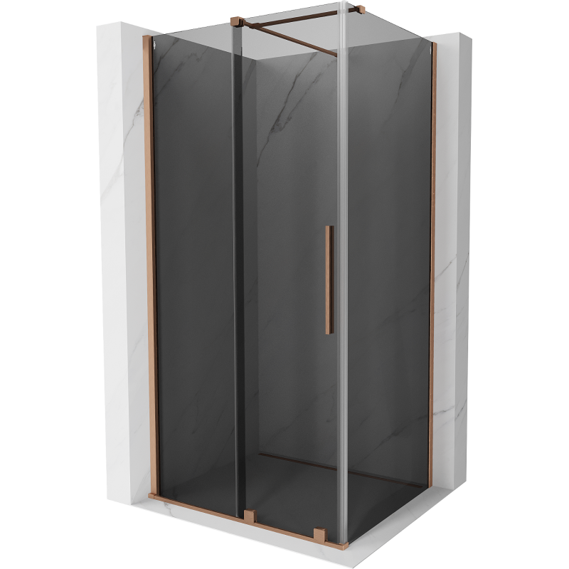 Mexen Velar Duschkabine Schiebetür 90 x 80 cm, Graphit, gebürstetes Kupfer - 871-090-080-41-65