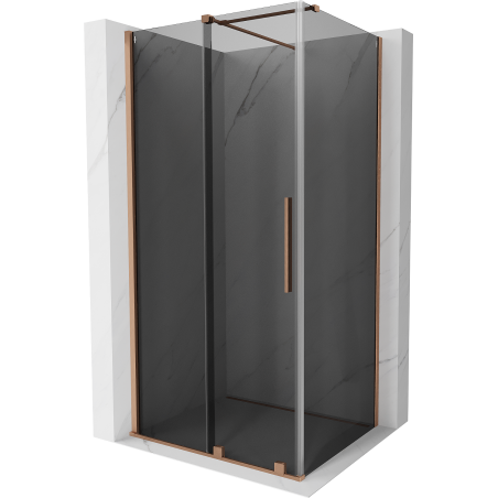 Mexen Velar Duschkabine Schiebetür 90 x 80 cm, Graphit, gebürstetes Kupfer - 871-090-080-41-65