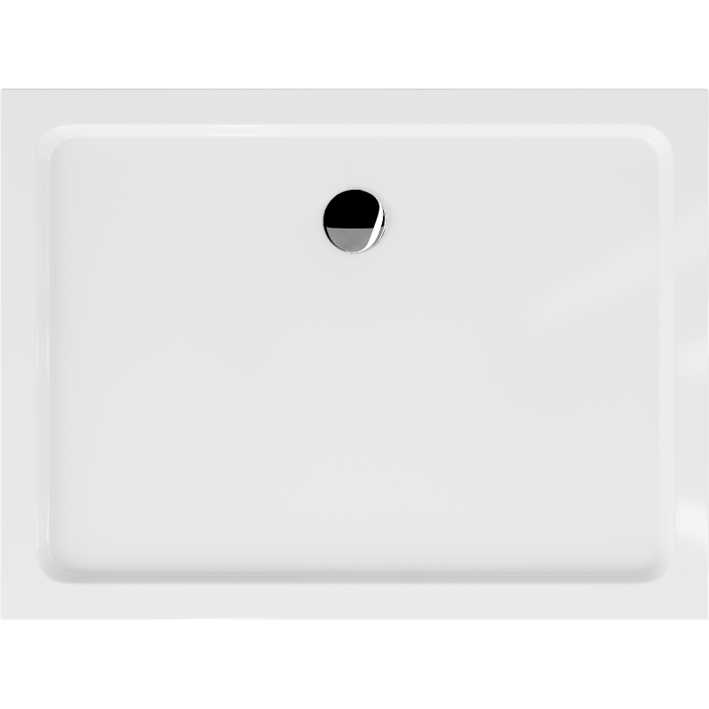 Mexen Flat rechteckige Slim-Duschwanne 140 x 80 cm, weiß, Chrom-Siphon - 40108014