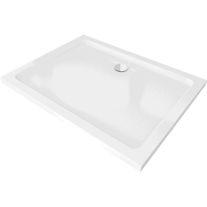 Mexen Flat rechteckige Duschwanne slim 120 x 80 cm, weiß, Siphon chrom - 40108012