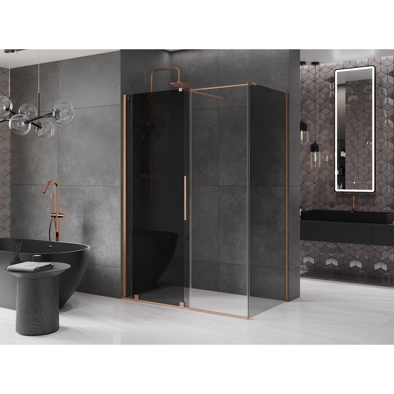 Mexen Velar Schiebedusche 130 x 70 cm, Grafit, gebürstetes Kupfer - 871-130-070-41-65