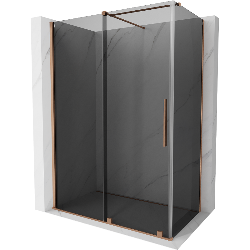 Mexen Velar Duschkabine, Schiebetür, 150 x 90 cm, grafit, gebürstetes Kupfer - 871-150-090-41-65