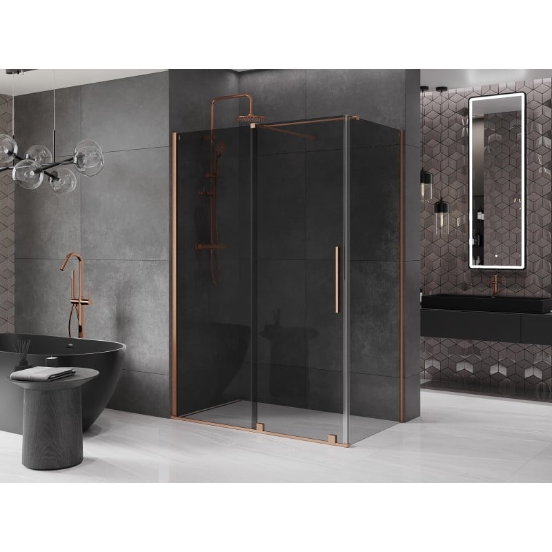 Mexen Velar Schiebeduschkabine 160 x 85 cm, graphit, gebürstetes Kupfer - 871-160-085-41-65