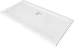 Mexen Flat rechteckige Duschwanne slim 140 x 70 cm, Weiß , Siphon Chrom - 40107014
