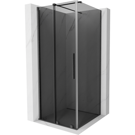 Mexen Velar Duschkabine schiebbar 90 x 90 cm, Graphit, gebürstetes Gun Gray - 871-090-090-41-66