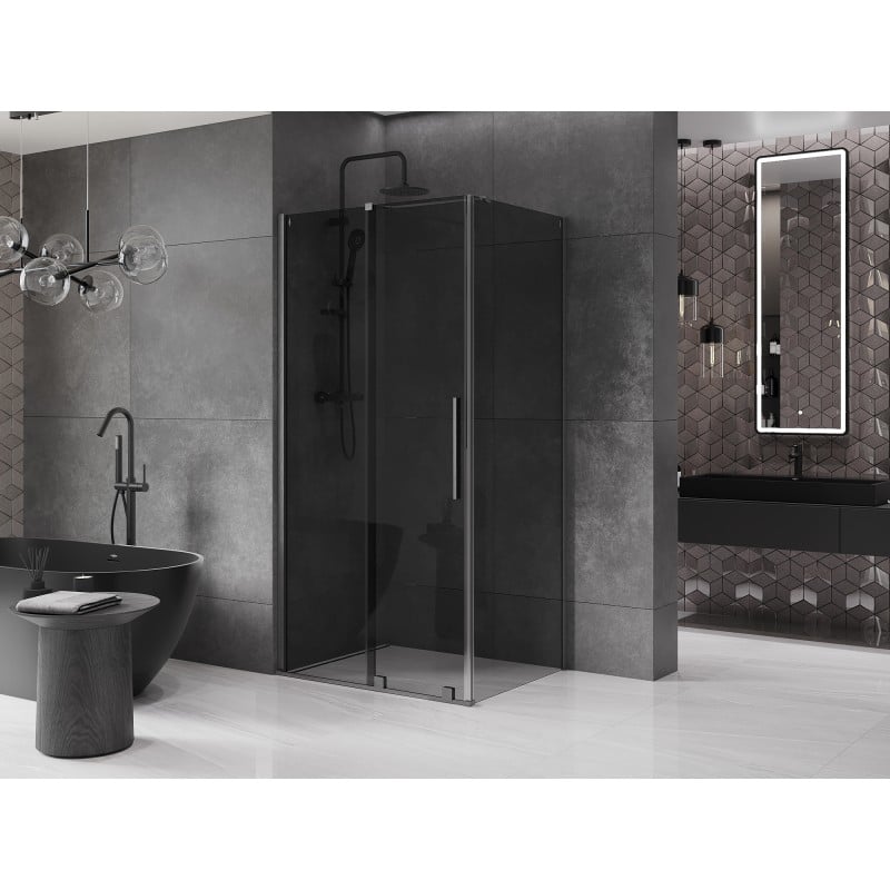 Mexen Velar Duschkabine schiebbar 110 x 75 cm, Graphit, gebürstetes Gun Gray - 871-110-075-41-66