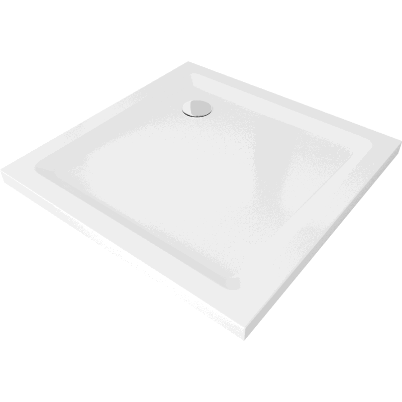 Mexen Flat Quadratische Duschwanne slim 80 x 80 cm, Weiß, Siphon Chrom - 40108080