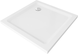 Mexen Flat Quadratische Duschwanne Slim 80 x 80 cm, weiß, Chrom-Siphon - 40108080