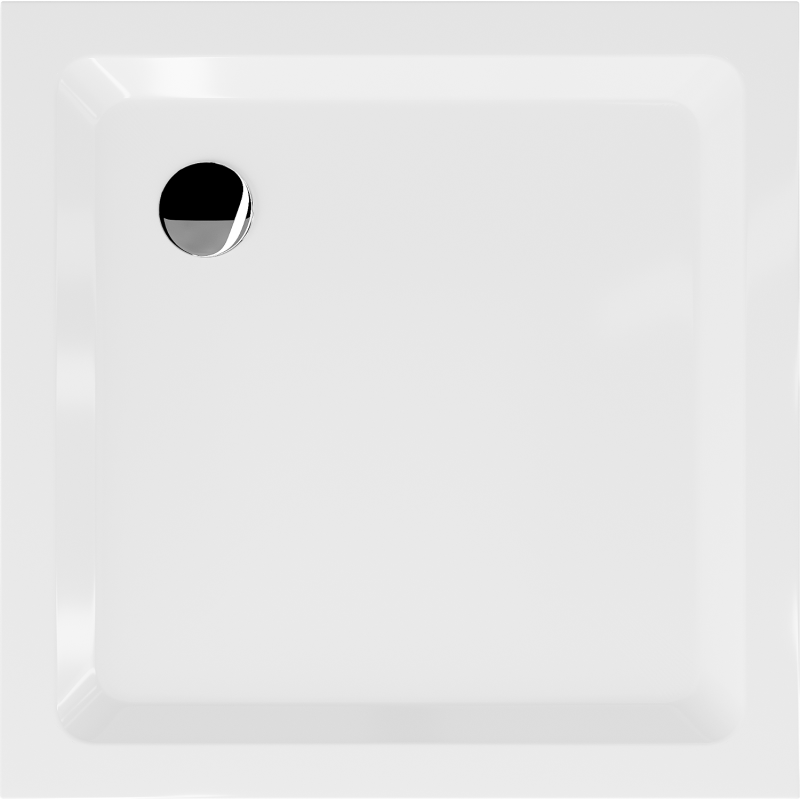 Mexen Flat Quadratische Duschwanne Slim 80 x 80 cm, weiß, Chrom-Siphon - 40108080