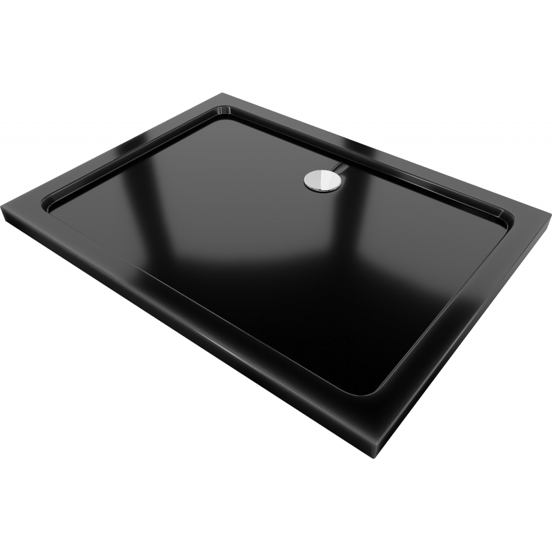Mexen Flat Rechteckige Duschwanne Slim 120 x 90 cm, schwarz, Chrom-Ablauf - 40709012