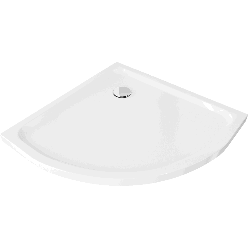 Mexen Flat Halbrunde Duschwanne Slim 70 x 70 cm, weiß, Chromsiphon - 41107070