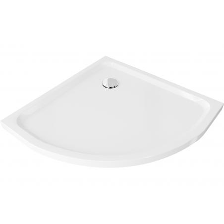 Mexen Flat Halbrunder Slim-Duschwanne 90 x 90 cm, weiß, Chrom-Siphon - 41109090