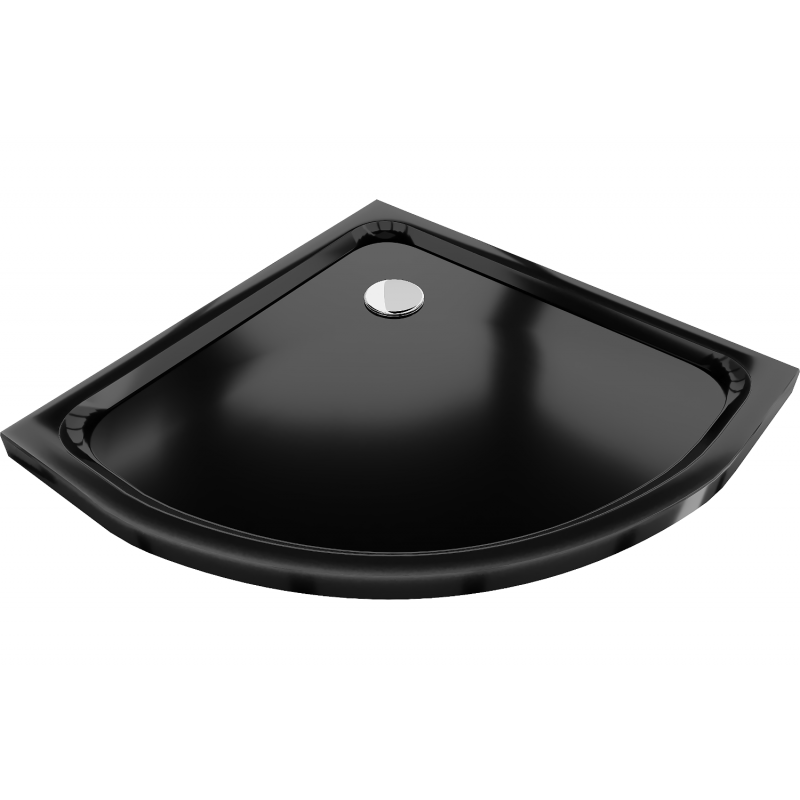 Mexen Flat Duschbecken halbkreisförmig slim 70 x 70 cm, schwarz, Chrom-Siphon - 41707070