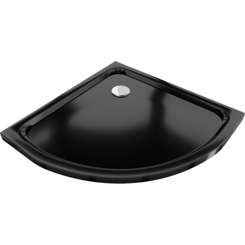 Mexen Flat Halbrunde Duschwanne Slim 70 x 70 cm, Schwarz, Siphon Chrom - 41707070