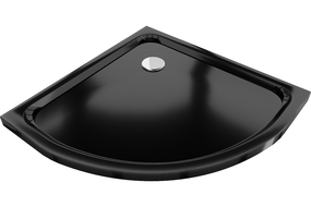 Mexen Flat Halbkreis-Duschwanne Slim 70 x 70 cm, schwarz, Siphon Chrom - 41707070