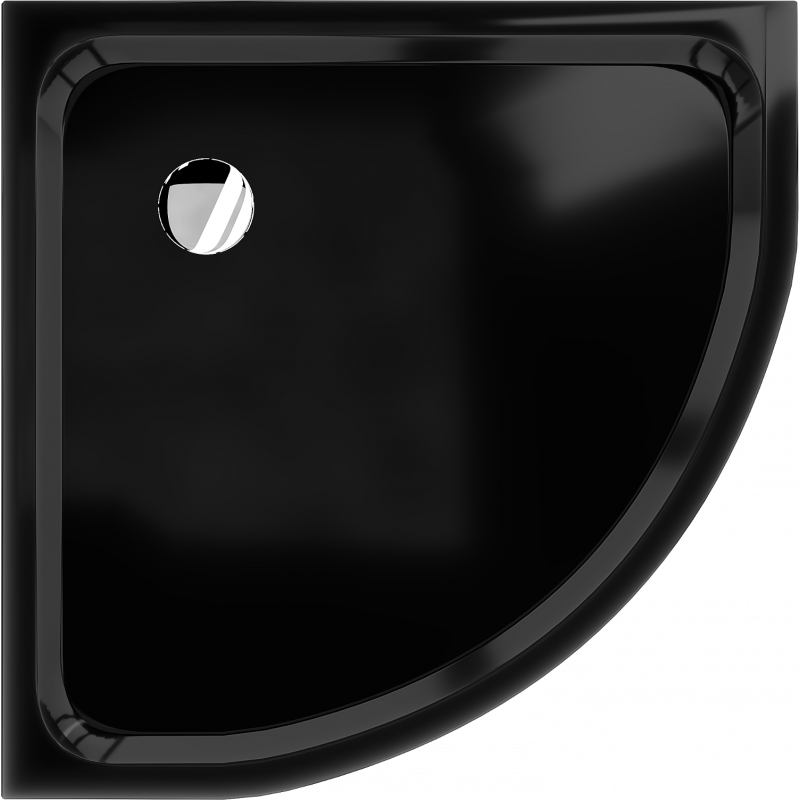Mexen Flat Halbkreis-Duschwanne Slim 70 x 70 cm, schwarz, Siphon Chrom - 41707070