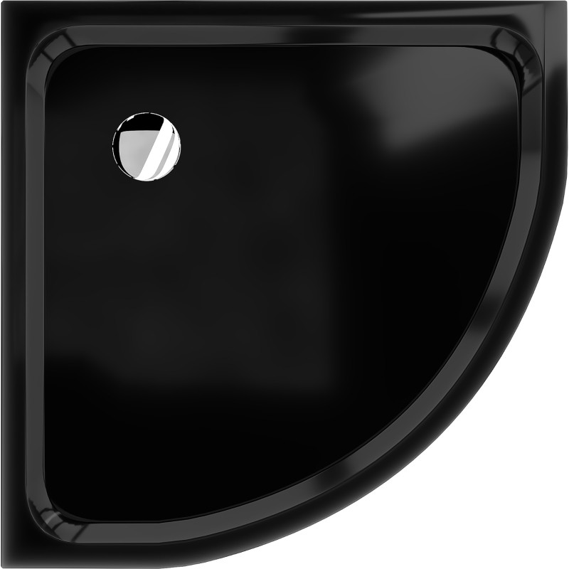 Mexen Flat Halbrunde Duschwanne Slim 70 x 70 cm, Schwarz, Siphon Chrom - 41707070