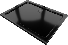 Mexen Flat rechteckige Duschwanne slim 120 x 80 cm, schwarz, schwarzer Siphon - 40708012B