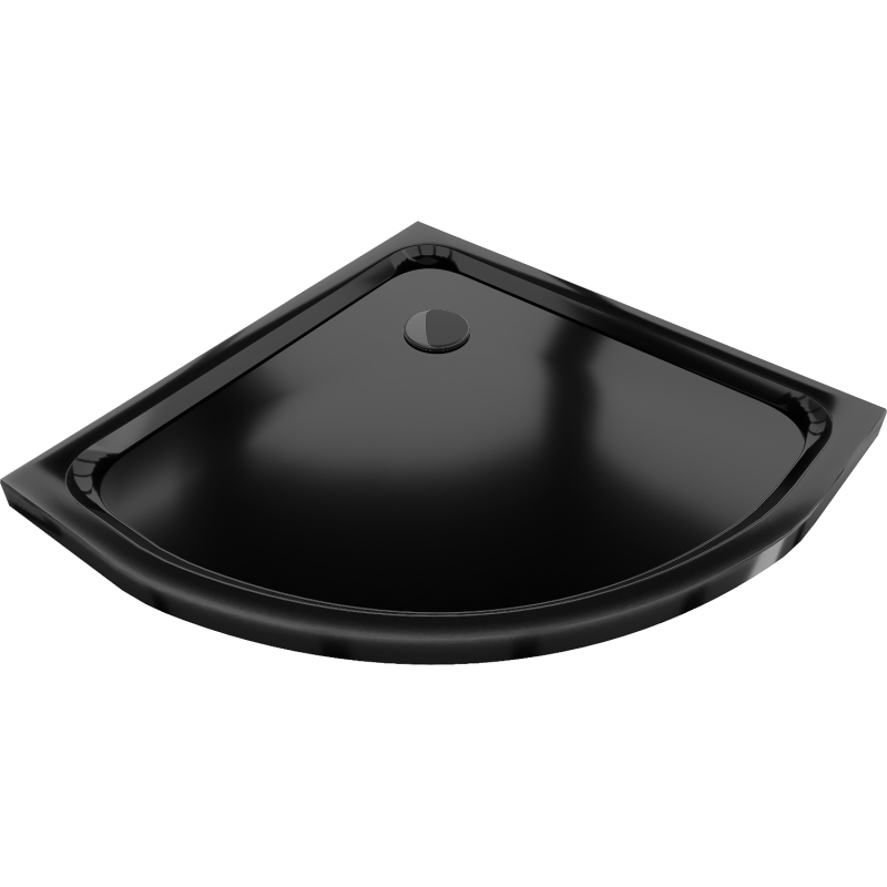 Mexen Flat Halbkreis-Duschwanne Slim 90 x 90 cm, schwarz, schwarzer Siphon - 41709090B