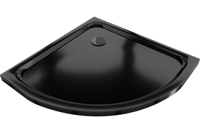 Mexen Flat Duschwanne Halbrund Slim 80 x 80 cm, Schwarz, Siphon Schwarz - 41708080B