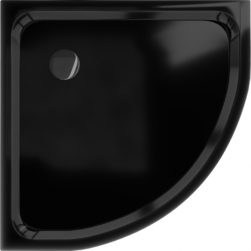 Mexen Flat Halbrunde Slim-Duschwanne 70 x 70 cm, schwarz, schwarzer Siphon - 41707070B
