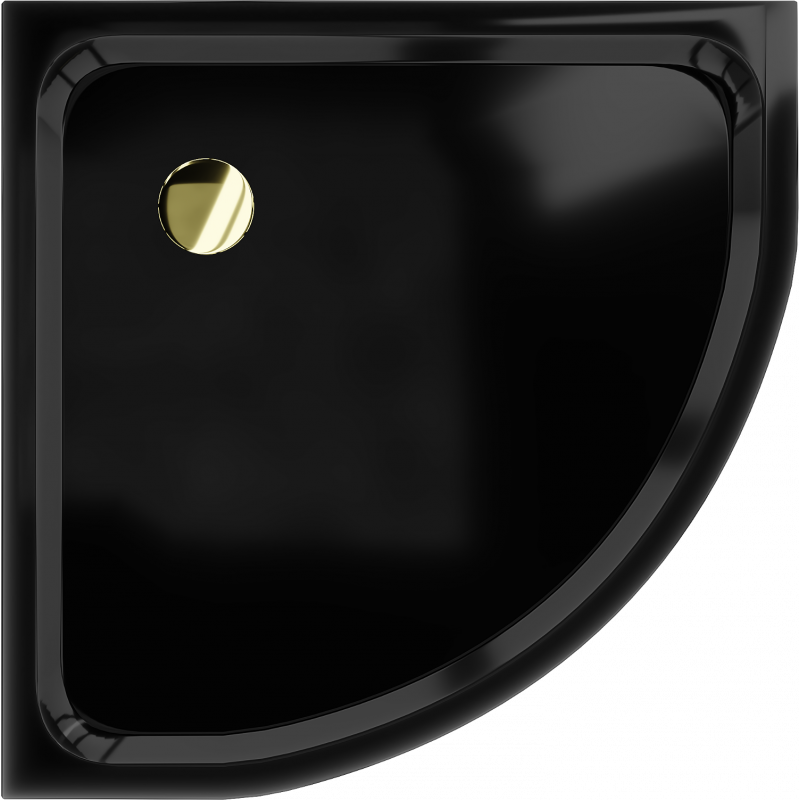 Mexen Flat Halbrunde Duschwanne Slim 90 x 90 cm, Schwarz, Abfluss Gold - 41709090G