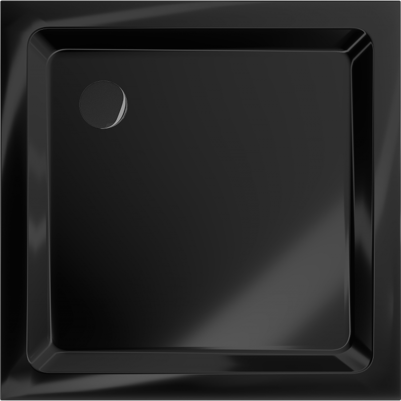 Mexen Flat quadratische Duschwanne Slim 80 x 80 cm, schwarz, schwarzer Siphon - 40708080B