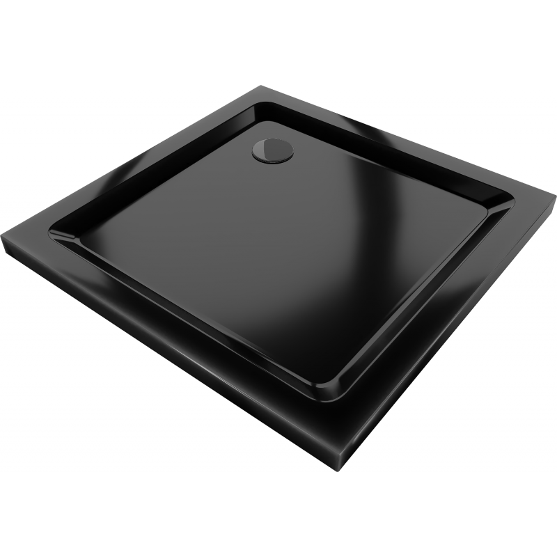 Mexen Flat quadratische Duschwanne Slim 80 x 80 cm, schwarz, schwarzer Siphon - 40708080B