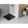 Mexen Flat quadratische Duschwanne Slim 80 x 80 cm, schwarz, Ablauf gold - 40708080G