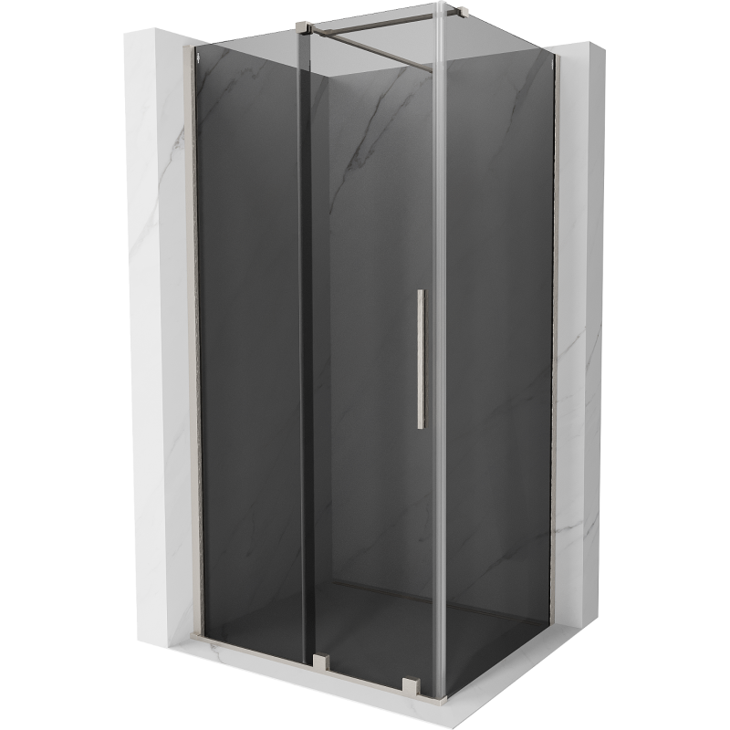 Mexen Velar Duschkabine Schiebetür 130 x 90 cm, Graphit, Gebürsteter Nickel - 871-130-090-41-97