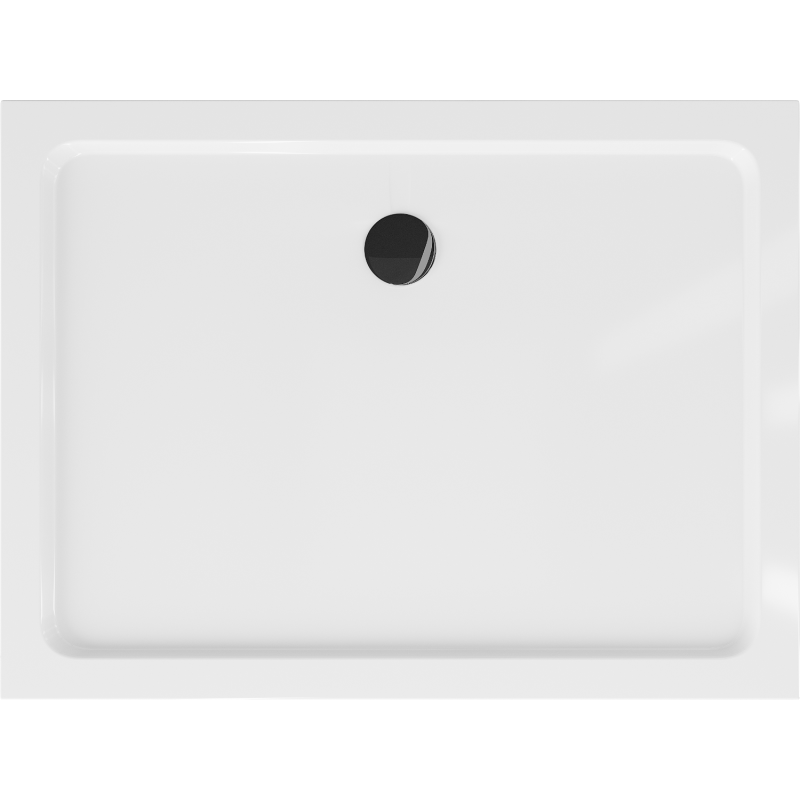 Mexen Flat rechteckige Duschwanne Slim 100 x 90 cm, weiß, schwarzer Siphon - 40109010B
