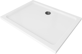 Mexen Flat rechteckige Slim-Duschwanne 100 x 90 cm, weiß, schwarzer Siphon - 40109010B