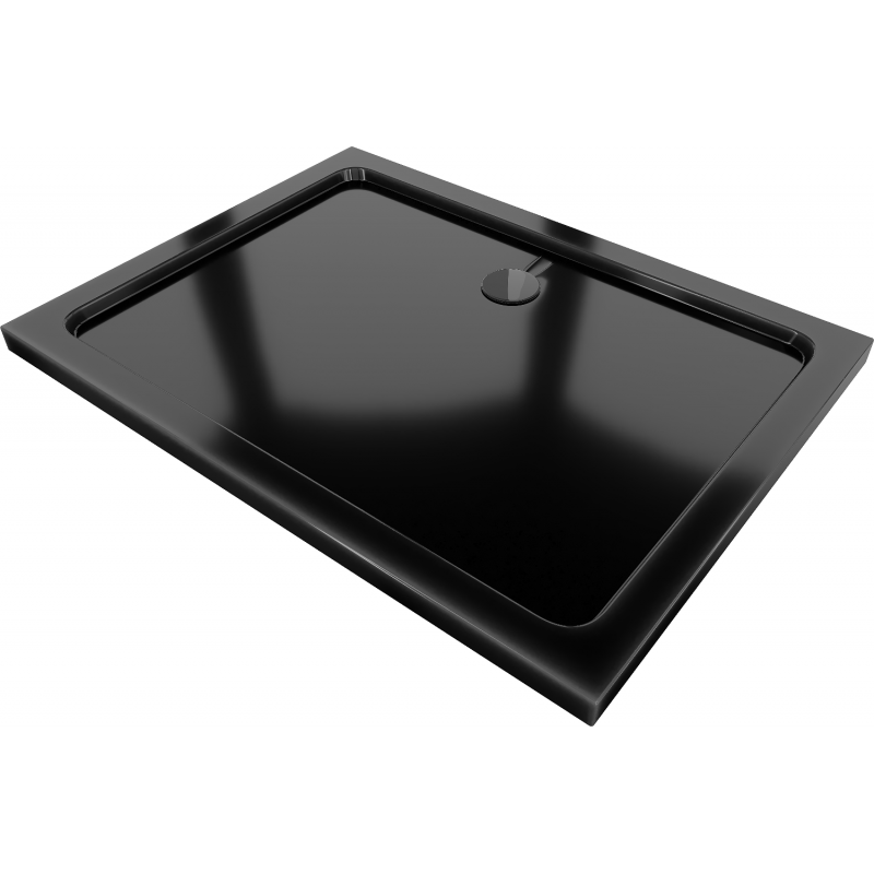 Mexen Flat rechteckige Duschwanne slim 100 x 90 cm, Schwarz, Siphon Schwarz - 40709010B