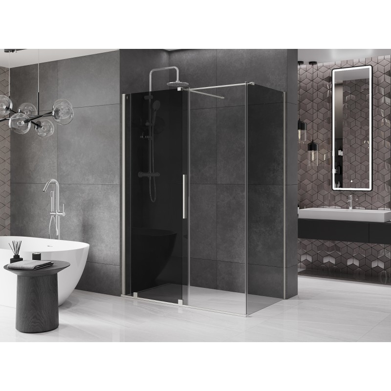 Mexen Velar Duschkabine schiebbar 130 x 70 cm, Graphit, gebürstetes Nickel - 871-130-070-41-97