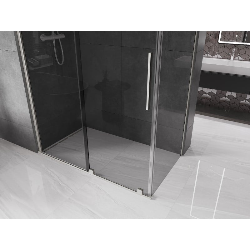 Mexen Velar Schiebeduschkabine 150 x 70 cm, Graphit, gebürsteter Nickel - 871-150-070-41-97