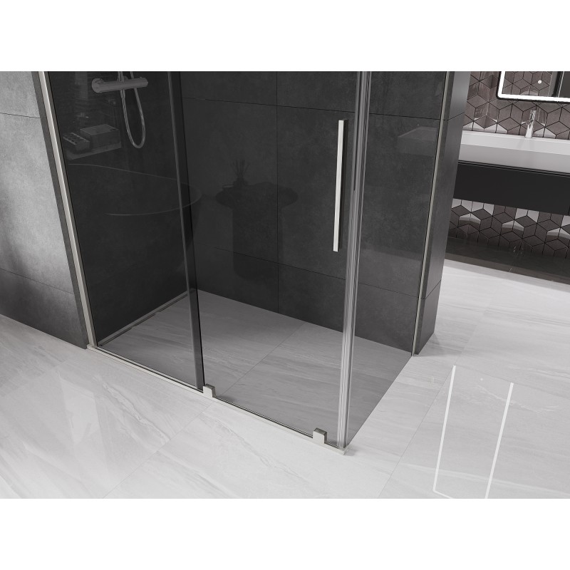 Mexen Velar Schiebeduschkabine 150 x 75 cm, Graphit, gebürsteter Nickel - 871-150-075-41-97