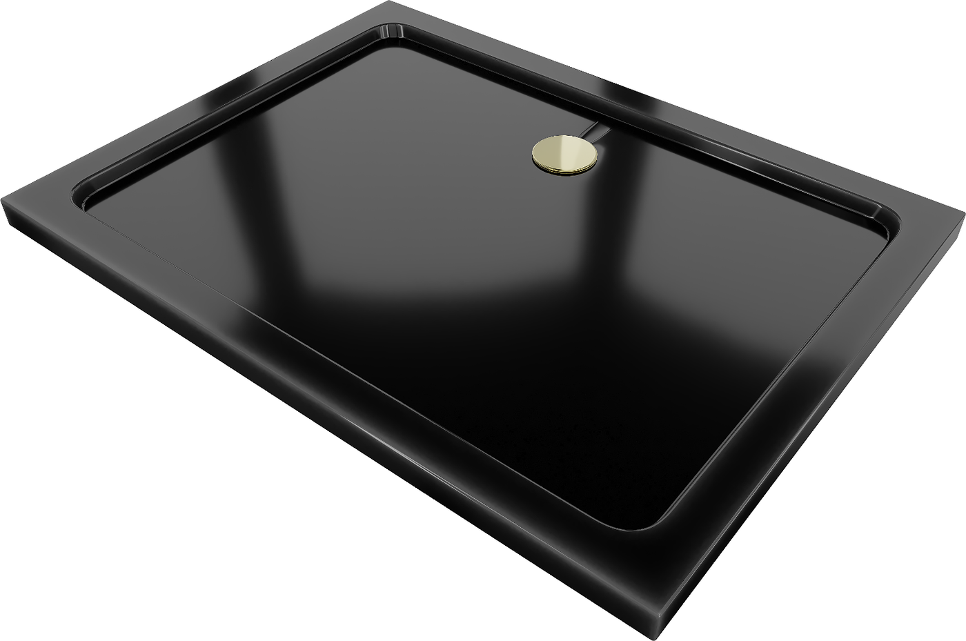 Mexen Flat rechteckige Duschwanne slim 120 x 90 cm, Schwarz, Siphon Gold - 40709012G