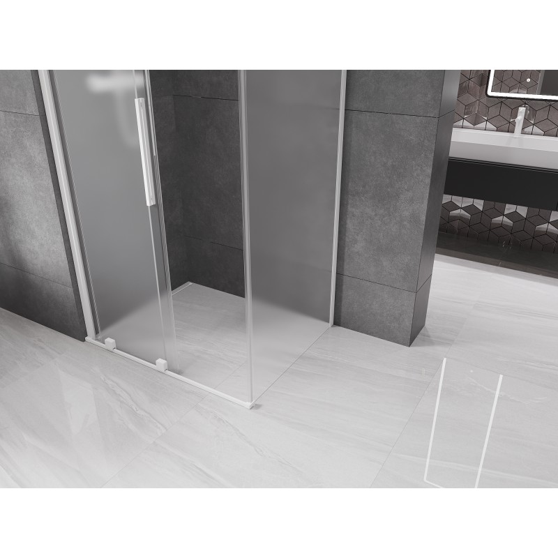 Mexen Velar Duschkabine Schiebetür 90 x 75 cm, Milchglas, weiß - 871-090-075-31-20