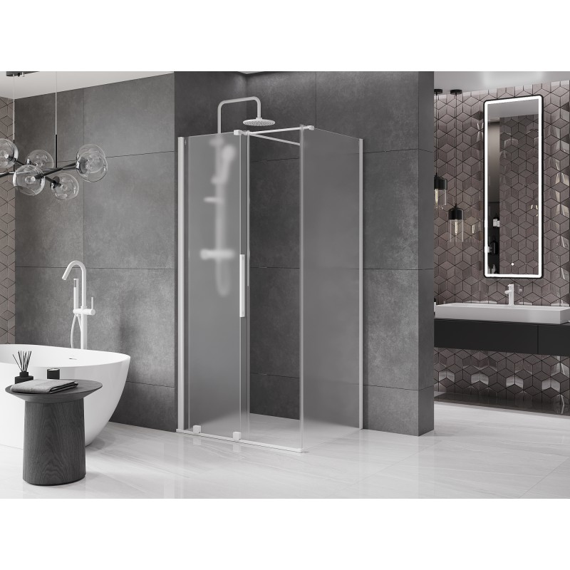 Mexen Velar Duschkabine Schiebetür 100 x 110 cm, Mattglas, Weiß - 871-100-110-31-20