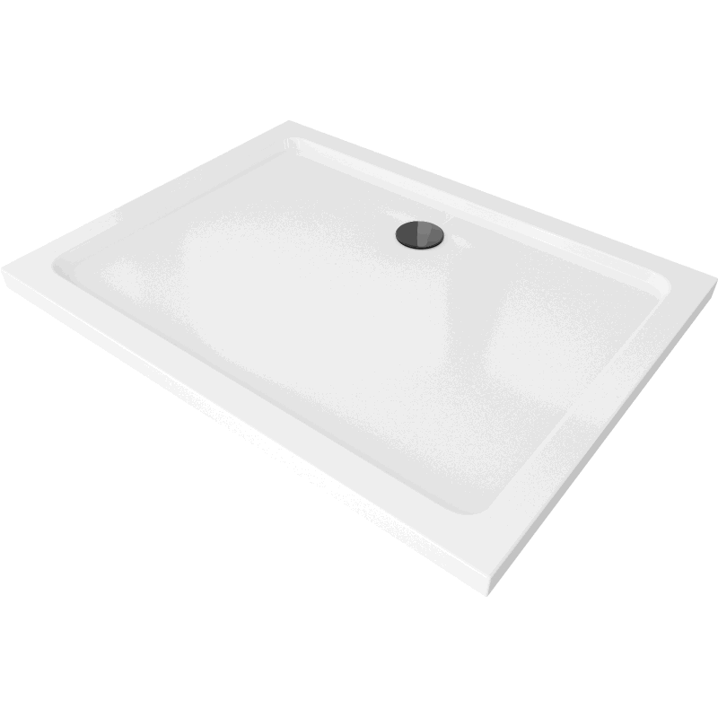 Mexen Flat Rechteckige Duschwanne Slim 80 x 70 cm, weiß, schwarzer Siphon - 40107080B