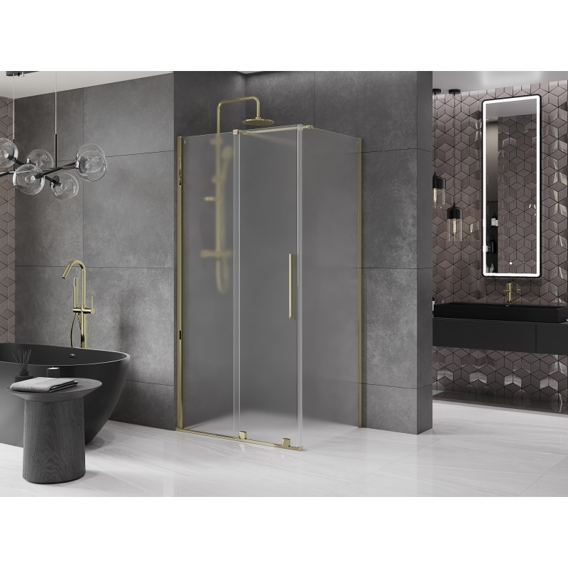 Mexen Velar Duschkabine, Schiebetür 120 x 75 cm, mattiert, gold - 871-120-075-31-50