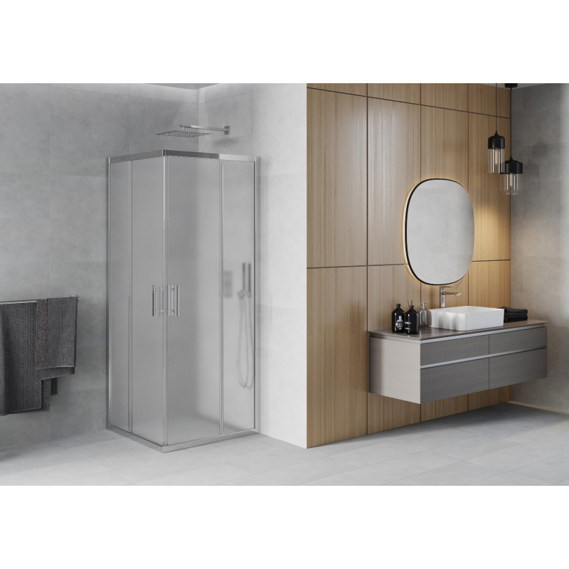Mexen Rio quadratische Duschkabine 70 x 70 cm, Milchglas, Chrom - 860-070-070-01-30
