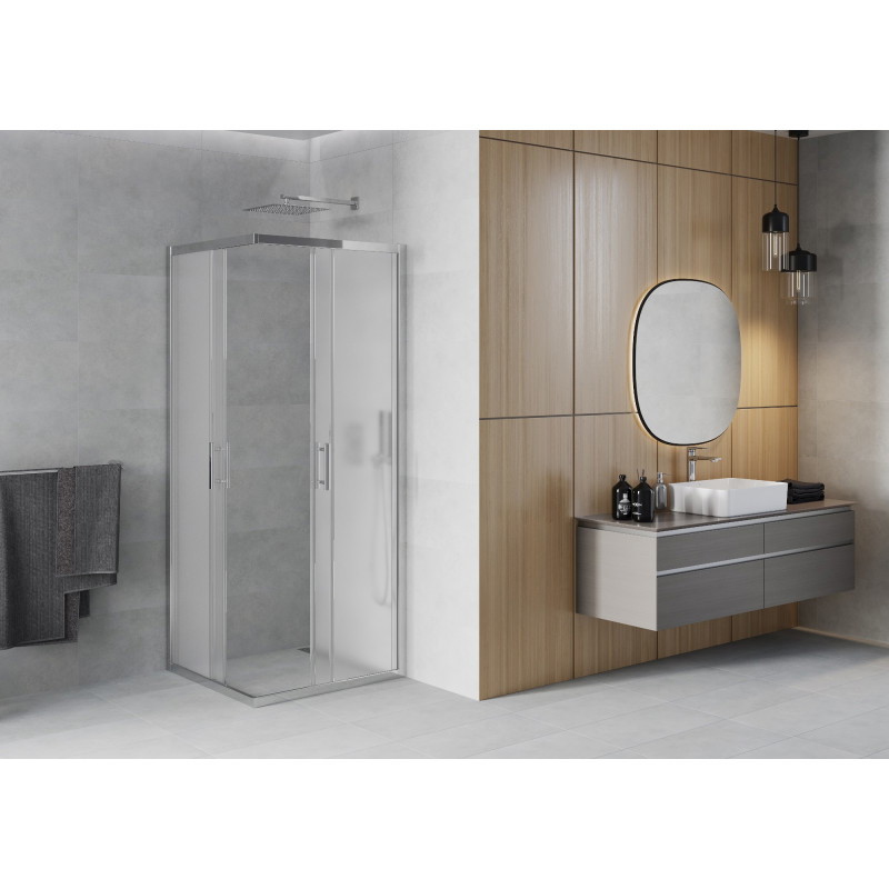 Mexen Rio Quadratische Duschkabine 90 x 90 cm, Mattglas, Chrom - 860-090-090-01-30