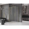 Mexen Velar Schiebeduschkabine 90 x 80 cm, Mattglas, gebürstetes Gold - 871-090-080-31-55