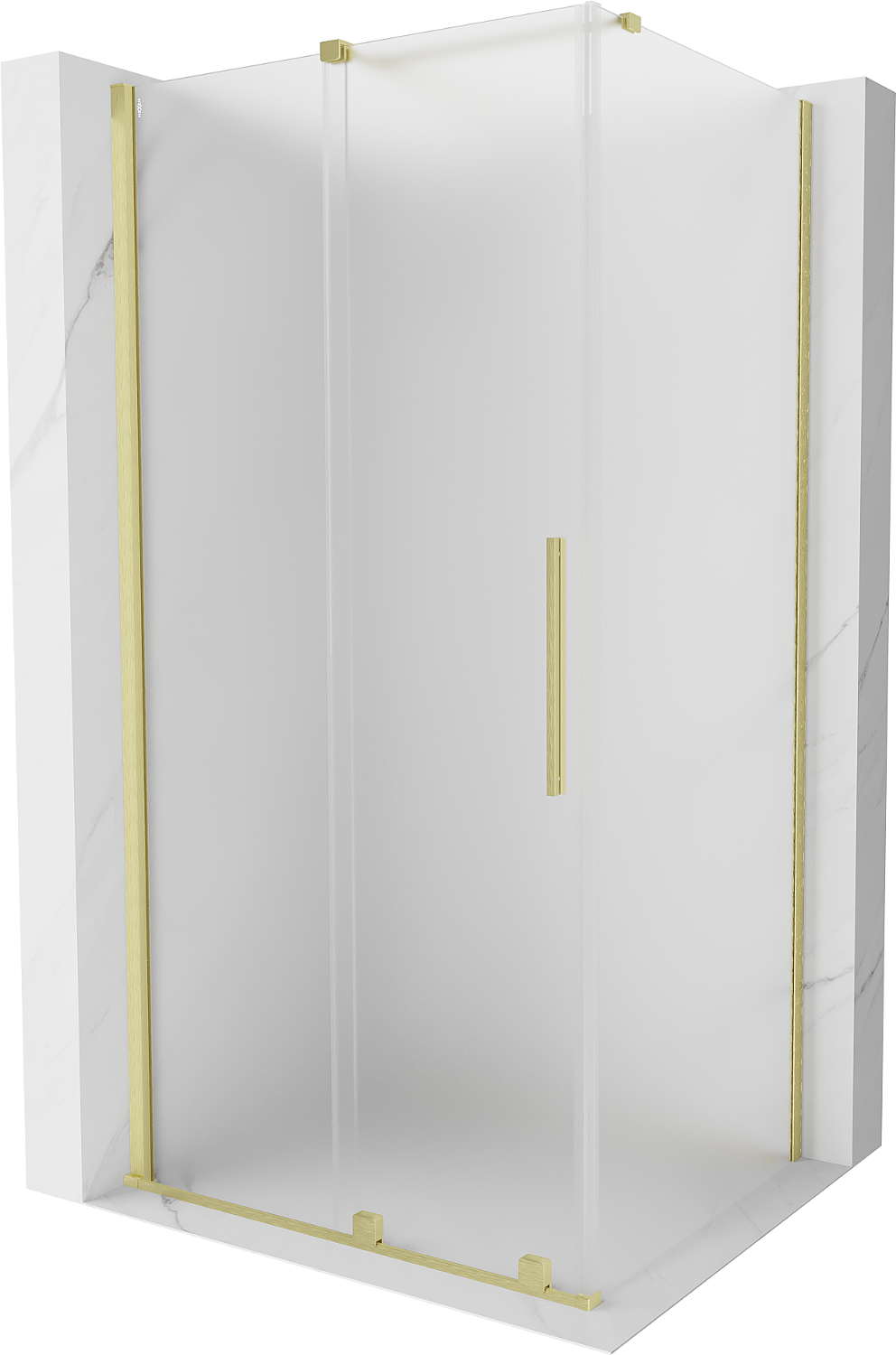 Mexen Velar Duschkabine, schiebbar 90 x 80 cm, gefrostet, gebürstetes Gold - 871-090-080-31-55