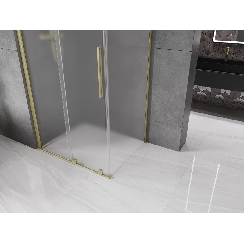 Mexen Velar Schiebeduschkabine 100 x 120 cm, mattiert, gebürstetes Gold - 871-100-120-31-55