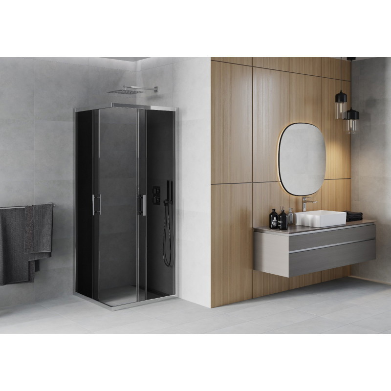 Mexen Rio quadratische Duschkabine 90 x 90 cm, Grafit, Chrom - 860-090-090-01-40