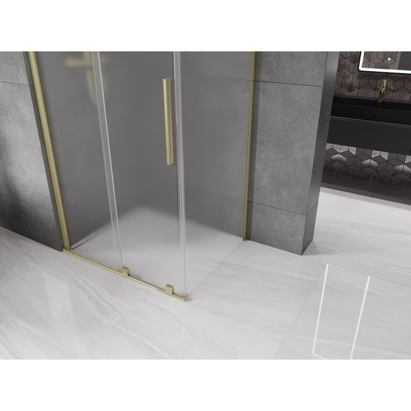 Mexen Velar Schiebetür Duschkabine 110 x 80 cm, mattiert, gebürstetes Gold - 871-110-080-31-55