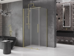 Mexen Velar Schiebetür Duschkabine 110 x 80 cm, mattiert, gebürstetes Gold - 871-110-080-31-55